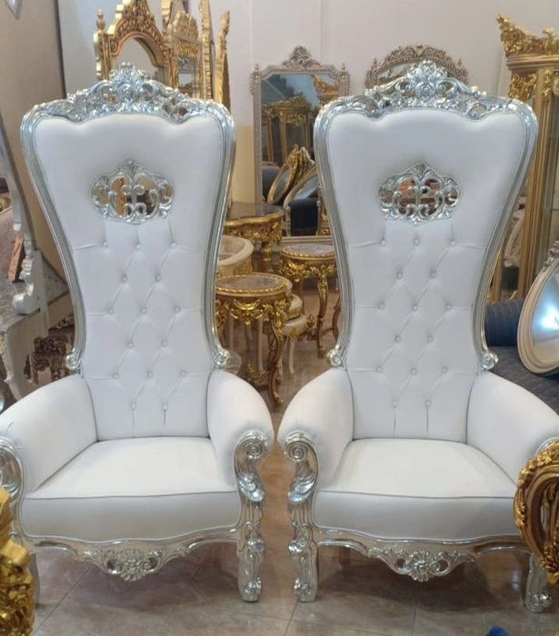 "Tulip" Throne Chair Set Silver